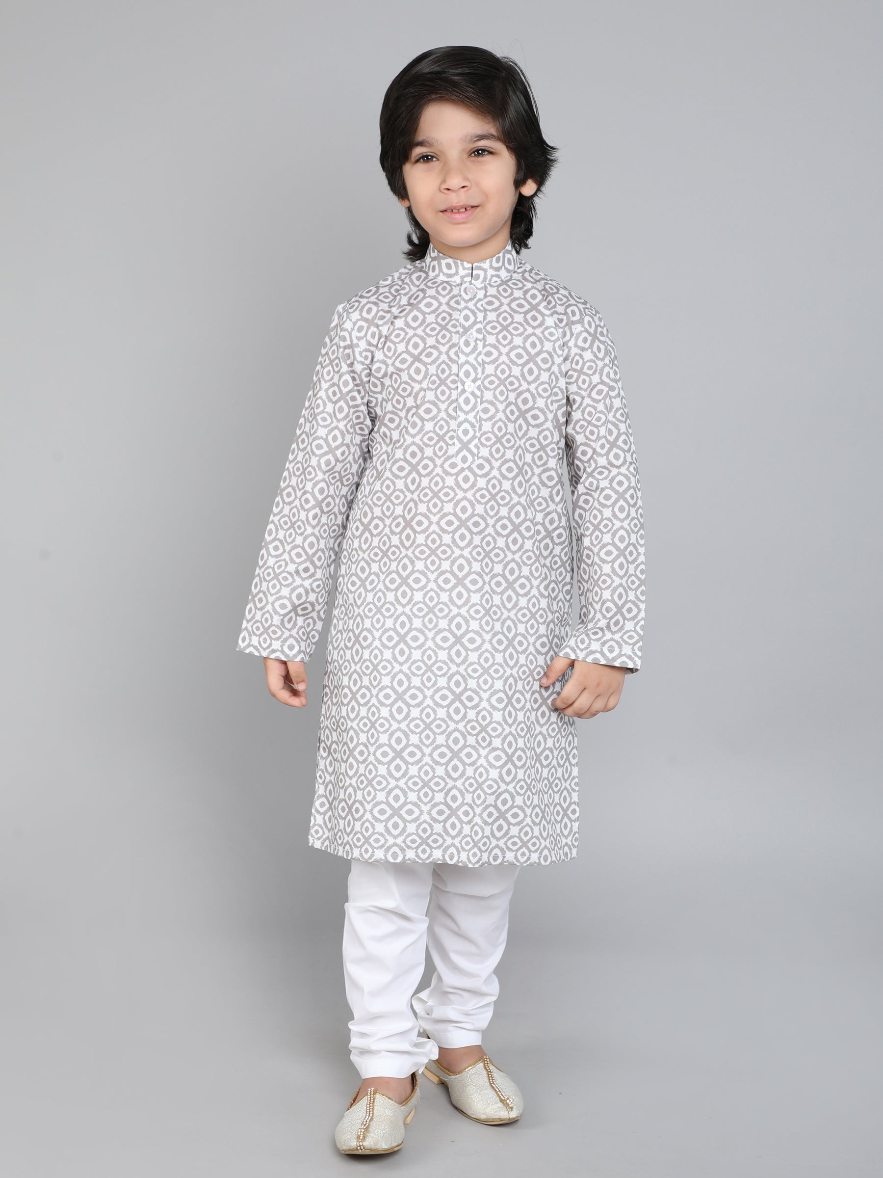 Hand Block Print Kurta Set - Off White